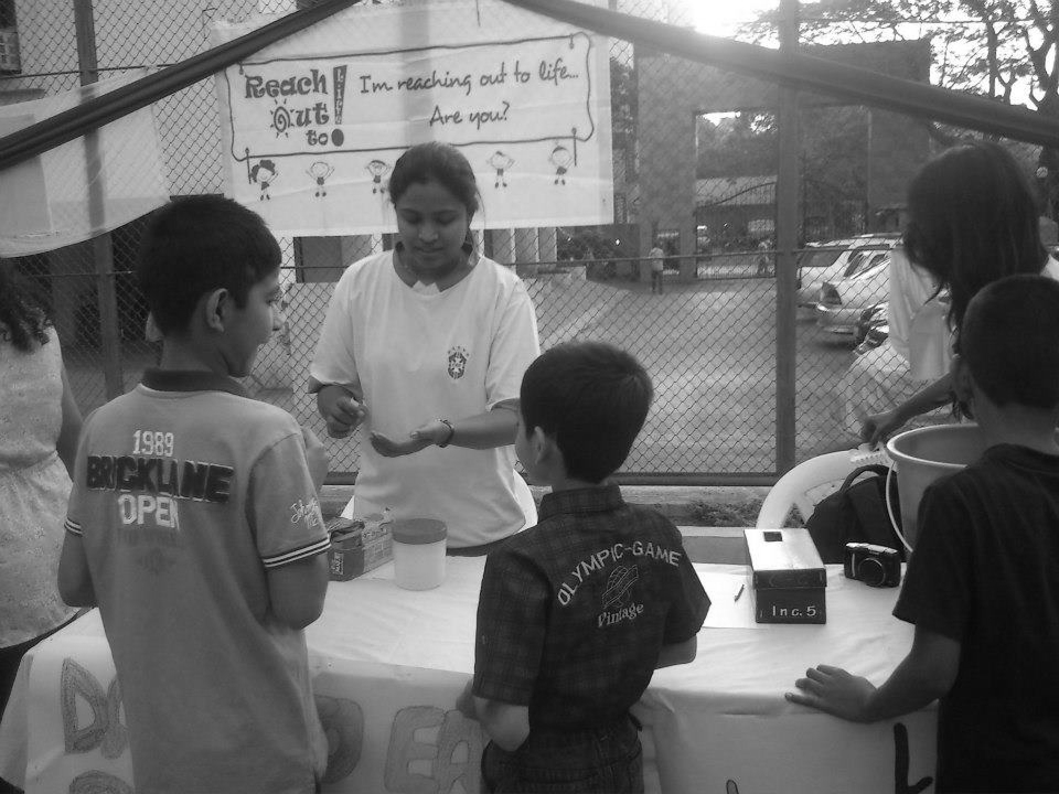 Foundation members engaging with children