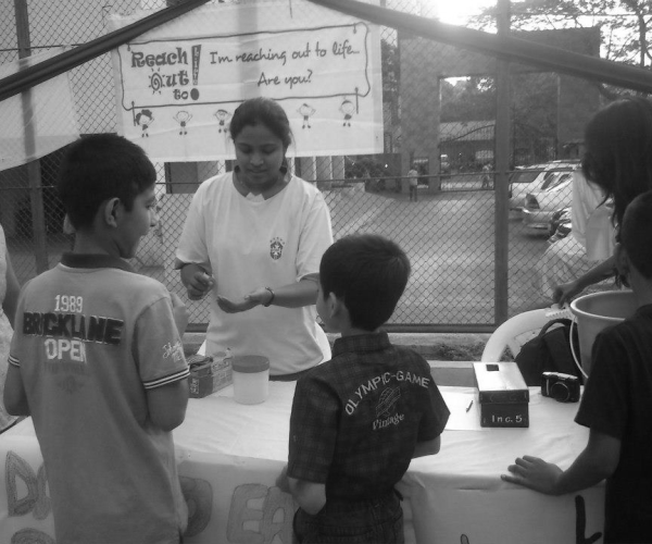 Foundation members engaging with children